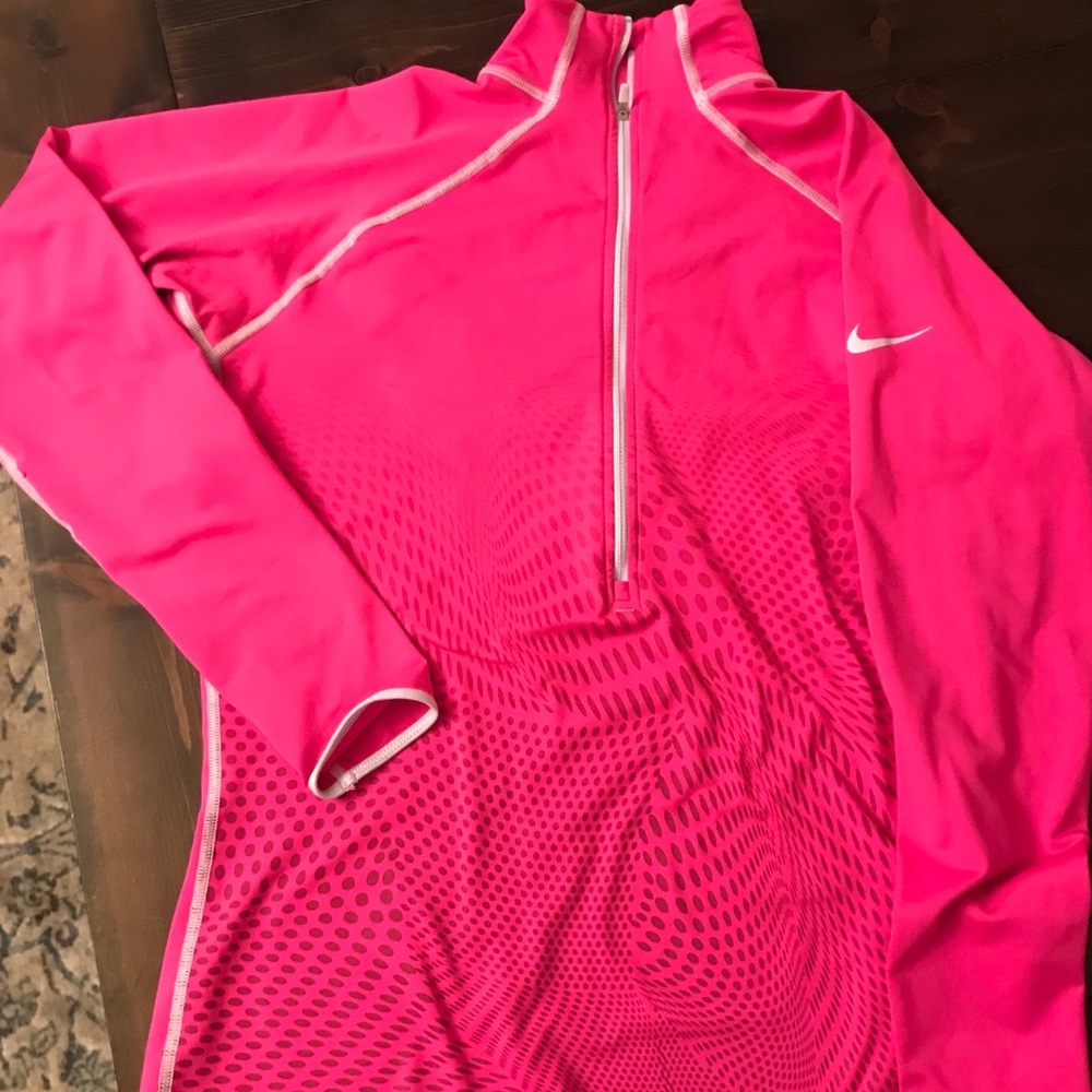 Nike Pro Pink 1/2 Zip Pullover Top Cold Gear